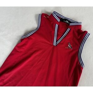 RLX Ralph Lauren Youth Girls Kids Sleeveless Polo‎ Shirt Red Size 7 Bird Logo